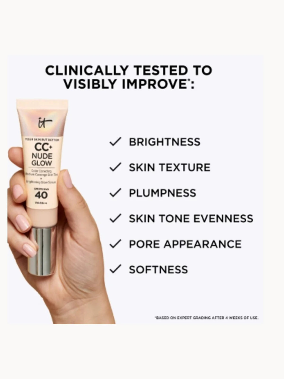 IT Cosmetics CC+ and Nude Glow Lightweight Foundation and Glow Serum with SPF40(Various Shades)
