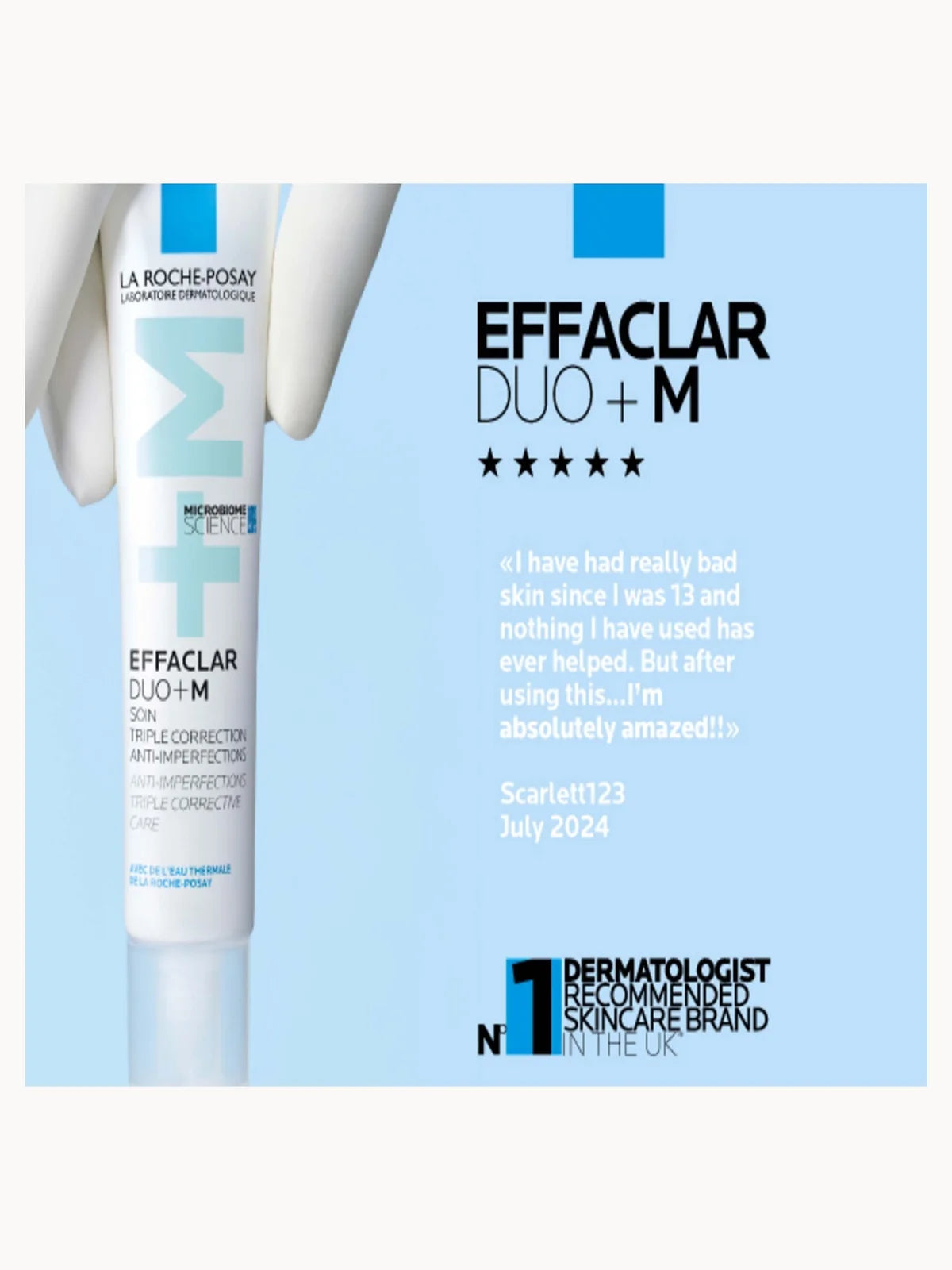 La Roche-Posay Effaclar Duo+M Anti-Blemish Corrective Gel Moisturiser for Oily, Blemish-Prone Skin 40ml