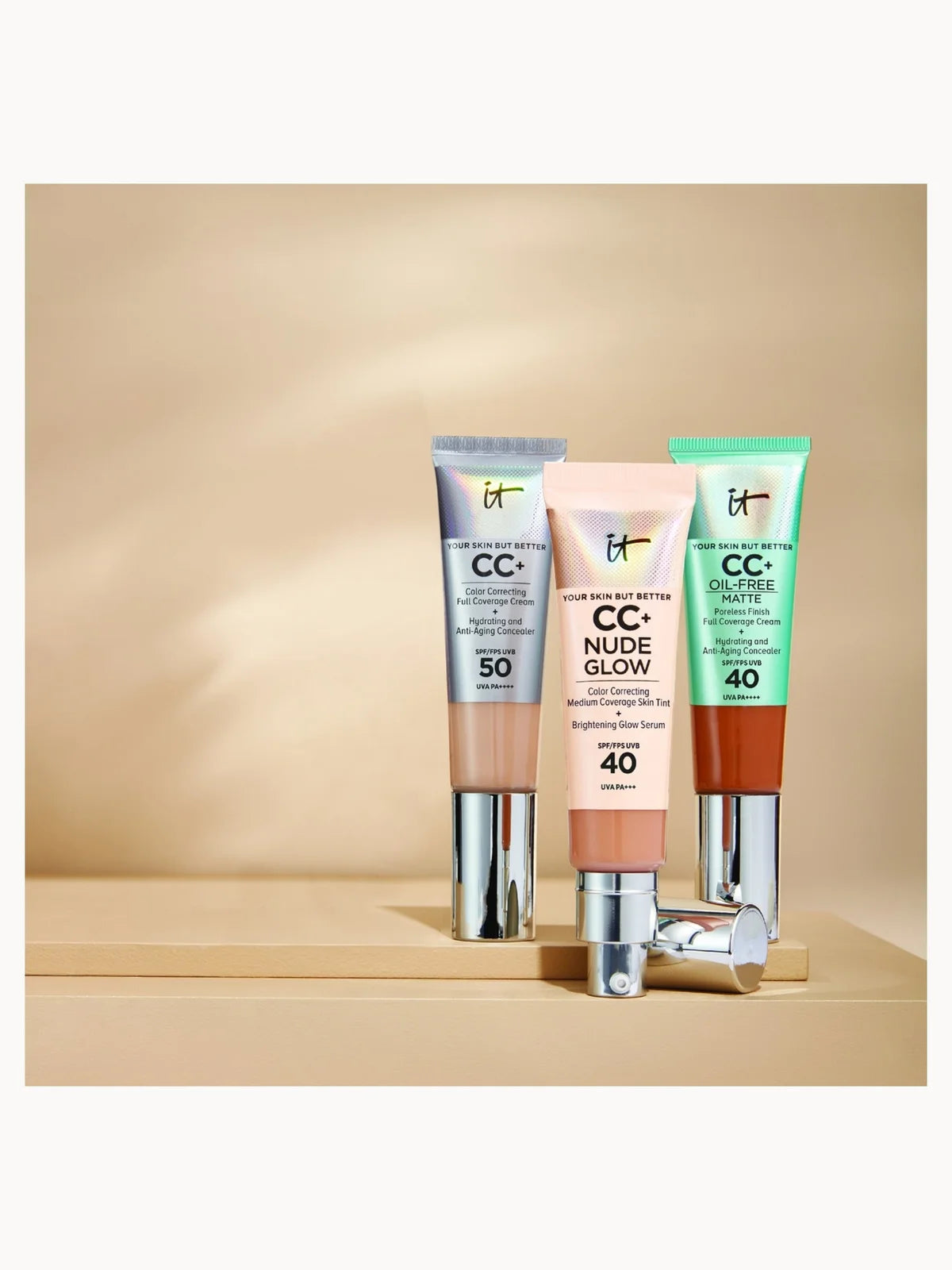 IT Cosmetics CC+ and Nude Glow Lightweight Foundation and Glow Serum with SPF40(Various Shades)