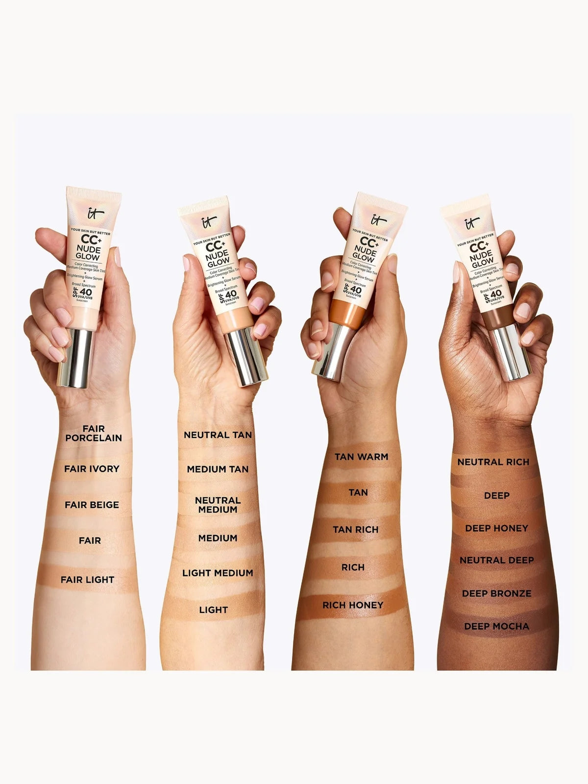 IT Cosmetics CC+ and Nude Glow Lightweight Foundation and Glow Serum with SPF40(Various Shades)