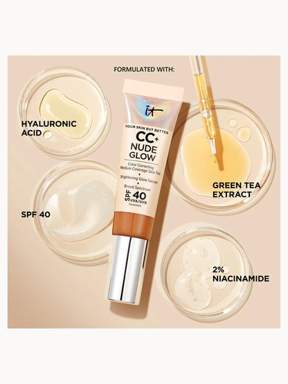 IT Cosmetics CC+ and Nude Glow Lightweight Foundation and Glow Serum with SPF40(Various Shades)